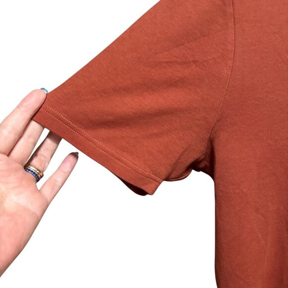 Perry Ellis Men’s L Luxury Pima Cotton Polo Shirt Rust Short Sleeve Solid - Picture 6 of 10